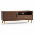 TV-Lowboard 120 x 40 x 60 cm aus MDF mit Walnussfurnier rechteckig dunkelbraun