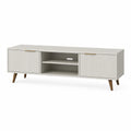 TV-Lowboard 160 x 40 x 50 cm aus MDF rechteckig in Weiss mit 2 Turen und offenen Fachern