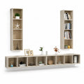 TV-Wandmobel Set 3-teilig aus MDF rechteckig Beige 180 x 25 x 30 cm mit 2 Wandregalen 30 x 25 x 120 cm