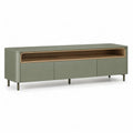 TV-Lowboard mit 3 Turen und offenem Fach 180 x 40 x 60 cm MDF Stahl Rechteckig Olivgrun Naturbraun