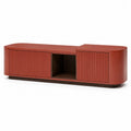 TV-Lowboard aus MDF mit Schiebeturen in abgerundeter Rechteckform Ziegelrot Dunkelbraun 180 x 40 x 55 cm