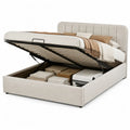 Polsterbett mit Stauraum 180 x 200 cm Polyester rechteckig Beige