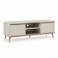 TV-Lowboard rechteckig 140 x 40 x 50 cm aus MDF und Massivholz in Weiss Natur