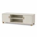 TV-Lowboard Fernsehtisch mit 2 Turen und 2 offenen Fachern 140 x 40 x 50 cm Spanplatte Melamin Weiss Rechteckig